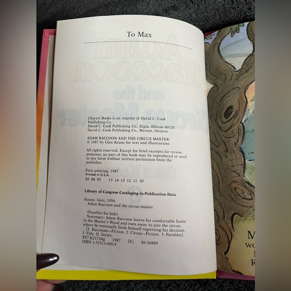 Christian Children Hardcover Book: Adam Raccoon and the Circus Master - Picture 3 of 7